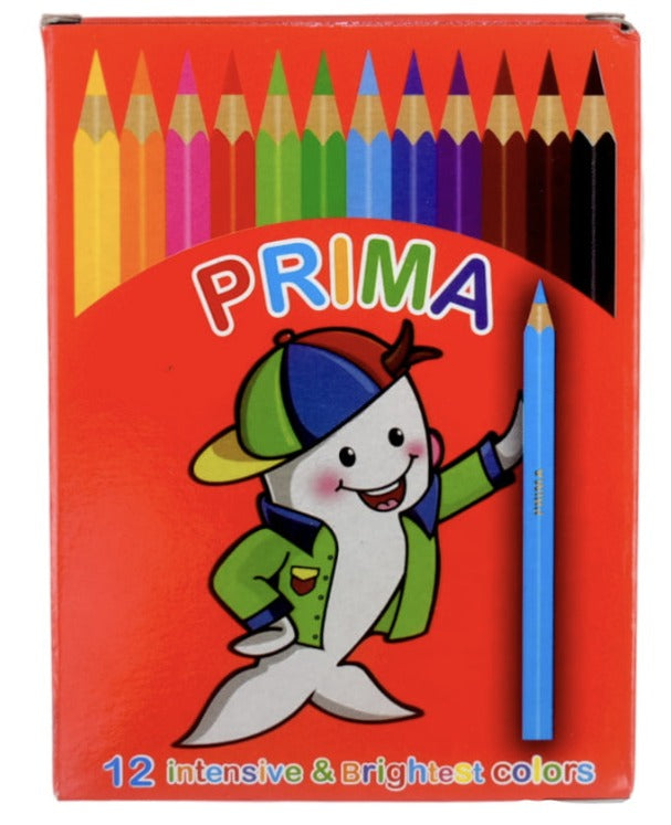 Prima علبة ألوان خشب 12 لون قصير
